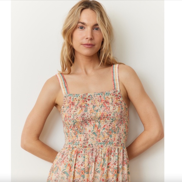 Marine Layer Selene Maxi Dress in Superbloom, Size XL, Floral Smocked Linen - Picture 11 of 15